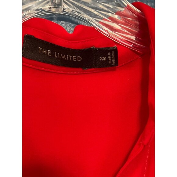 The Limited XS Womens Red Button-Up Blouse Roll-Tab Sleeves - Picture 3 of 6